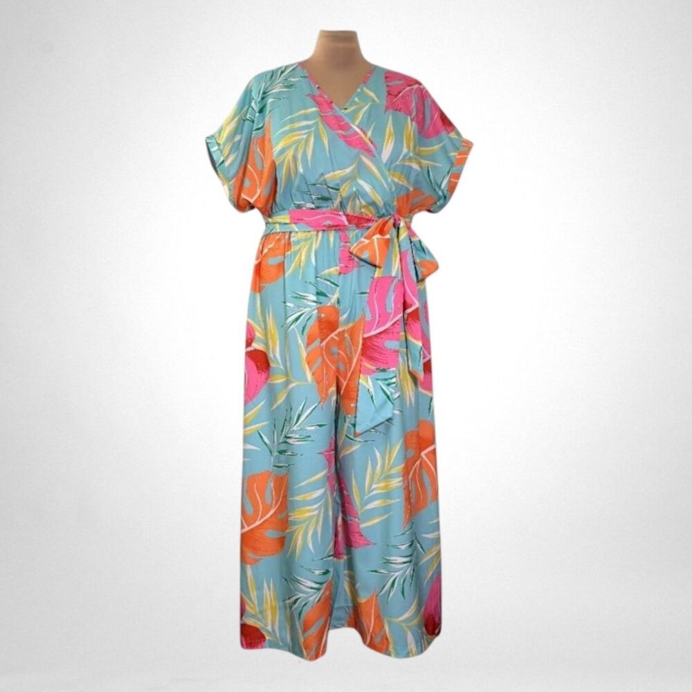 Soul of Curves V-neck Tie Front Wide Leg Jumpsuit, NWT! Size 3XL